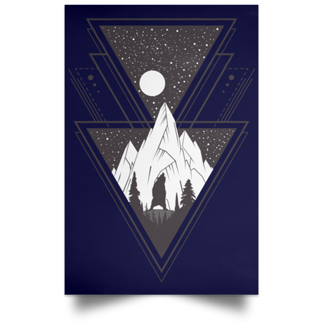 Housewares Navy / 12" x 18" Triangle Bear Art Portrait Poster