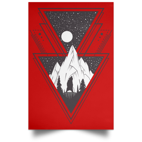 Housewares Red / 12" x 18" Triangle Bear Art Portrait Poster