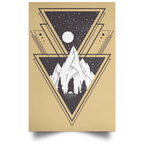 Housewares Tan / 12" x 18" Triangle Bear Art Portrait Poster