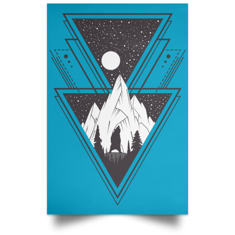 Housewares Turquoise / 12" x 18" Triangle Bear Art Portrait Poster