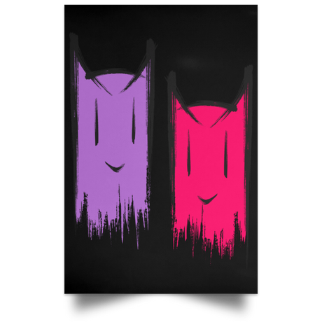 Housewares Black / 12" x 18" Two Crazy Cats Portrait Poster