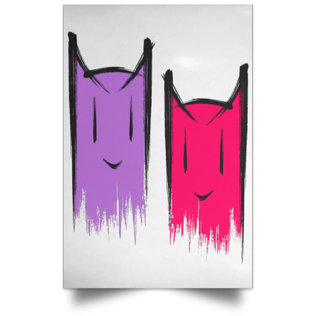 Housewares White / 12" x 18" Two Crazy Cats Portrait Poster