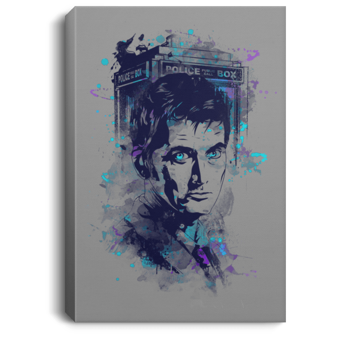 Housewares Gray / 8" x 12" Water Colors Tenth Doctor Premium Portrait Canvas