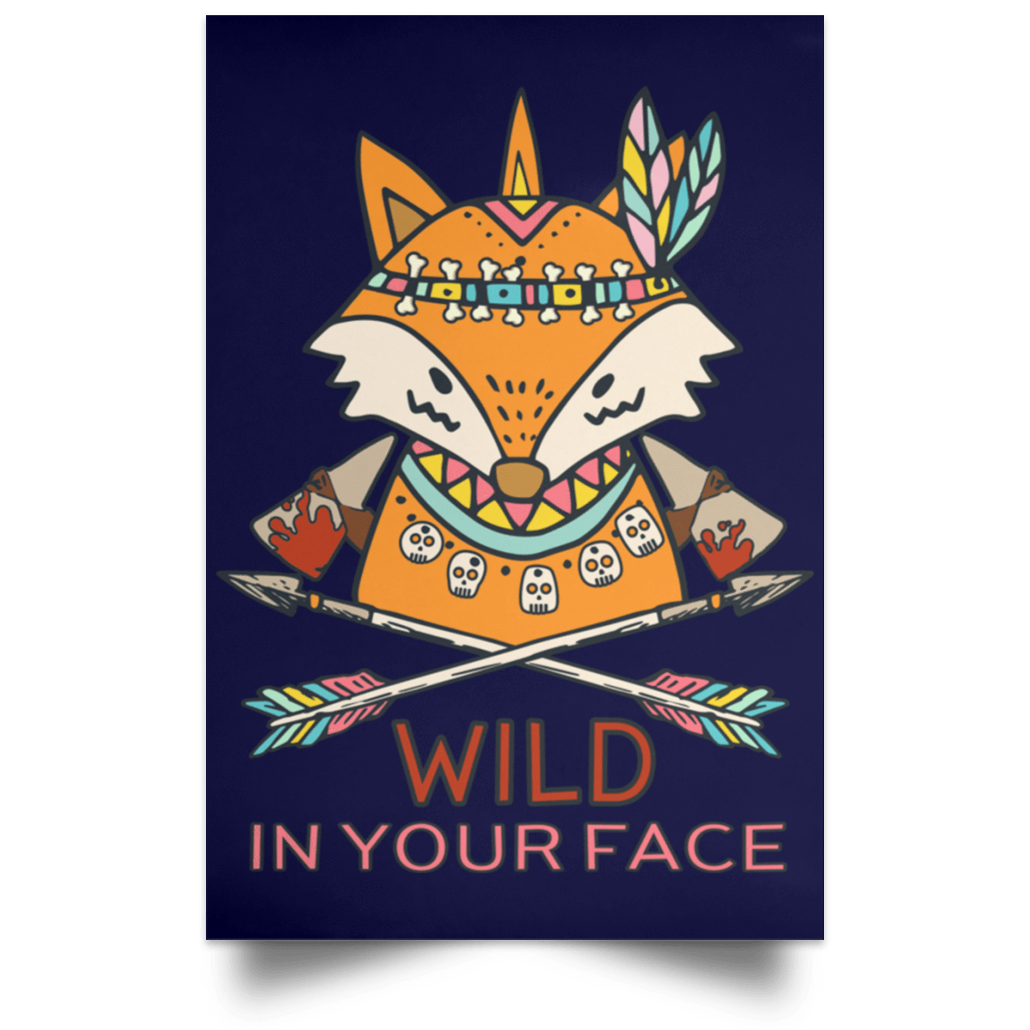Housewares Navy / 12" x 18" Wild In Your Face Portrait Poster