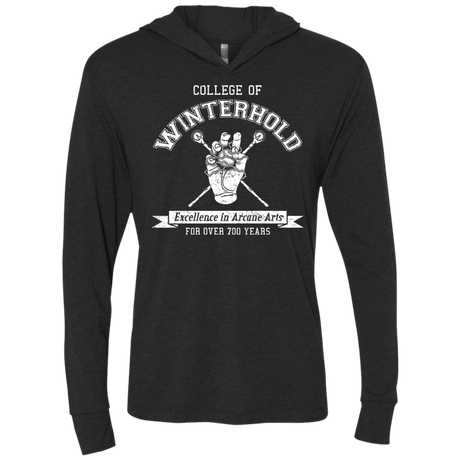 Mens_Longsleeve Hoodie T-Shirts Vintage Black / X-Small College of Winterhold Triblend Long Sleeve Hoodie Tee