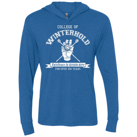 Mens_Longsleeve Hoodie T-Shirts Vintage Royal / X-Small College of Winterhold Triblend Long Sleeve Hoodie Tee