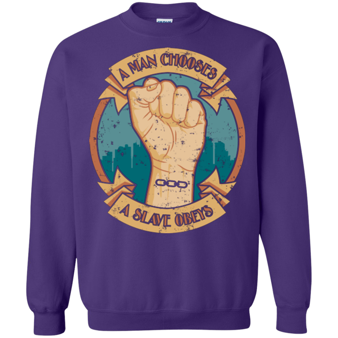 Sweatshirts Purple / Small A Man Chooses A Slave Obeys Crewneck Sweatshirt
