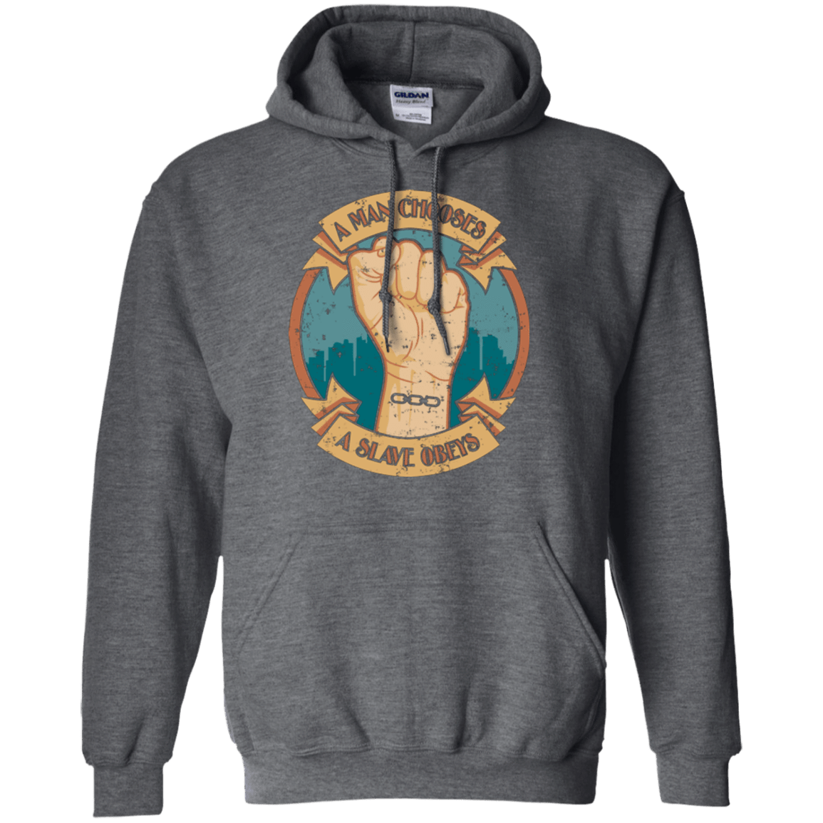 Sweatshirts Dark Heather / Small A Man Chooses A Slave Obeys Pullover Hoodie