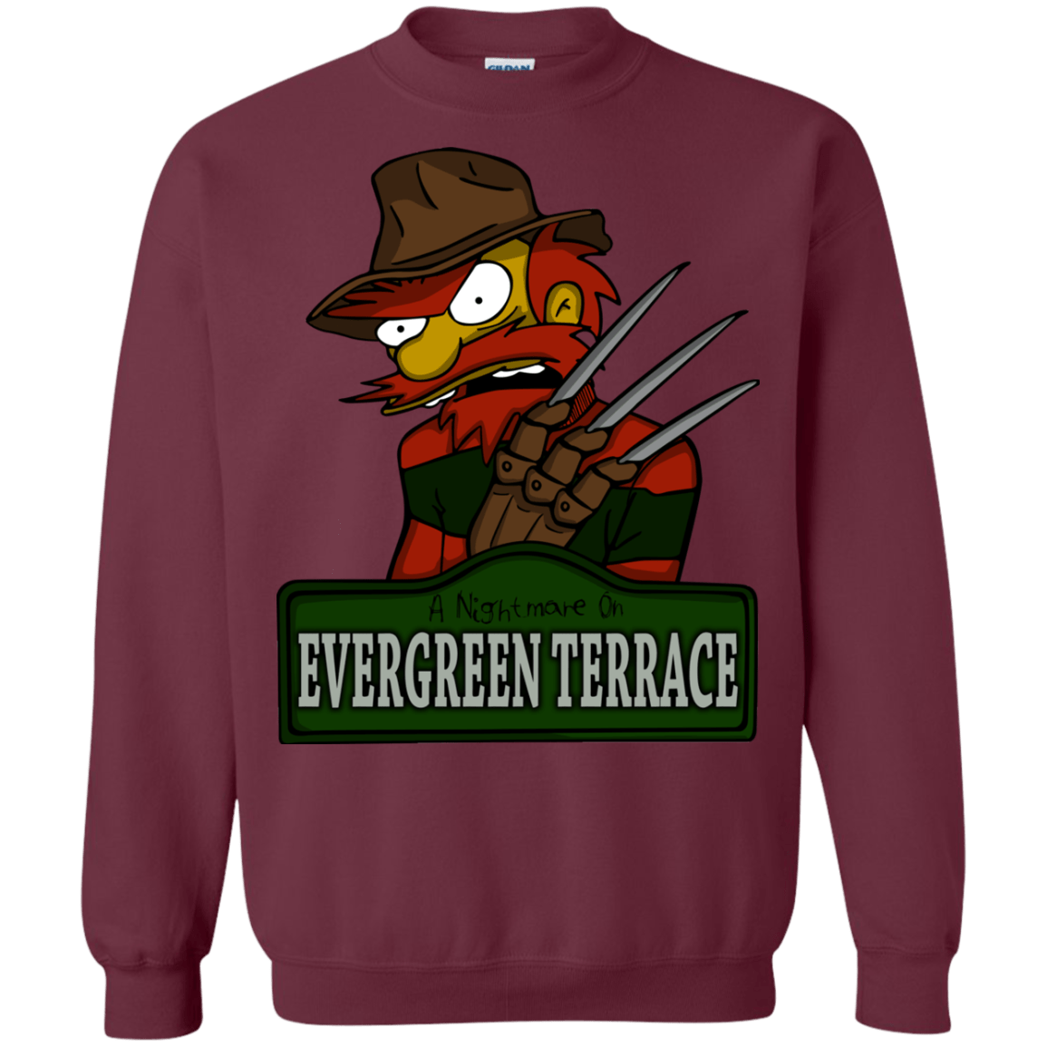 Sweatshirts Maroon / Small A Nightmare on Springfield Sin Tramas Crewneck Sweatshirt