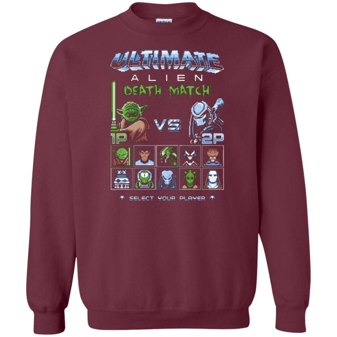 Sweatshirts Maroon / Small Alien Death Match Crewneck Sweatshirt