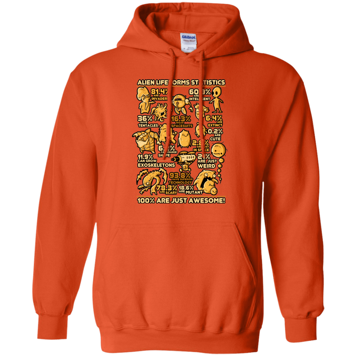 Sweatshirts Orange / Small Alien Statistics Pullover Hoodie