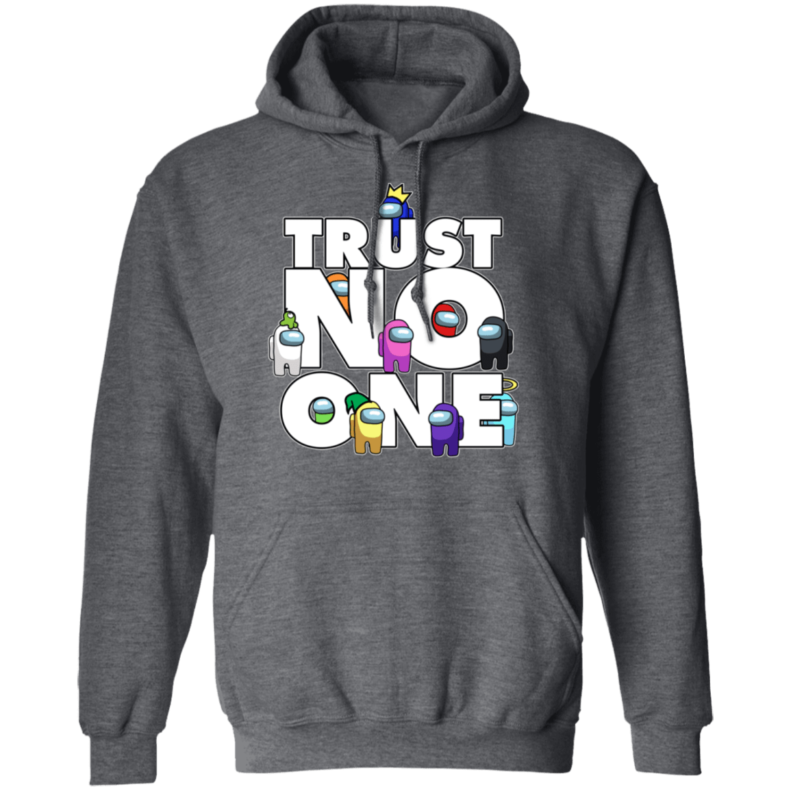 Sweatshirts Dark Heather / S Among Us Trust No One Pullover Hoodie