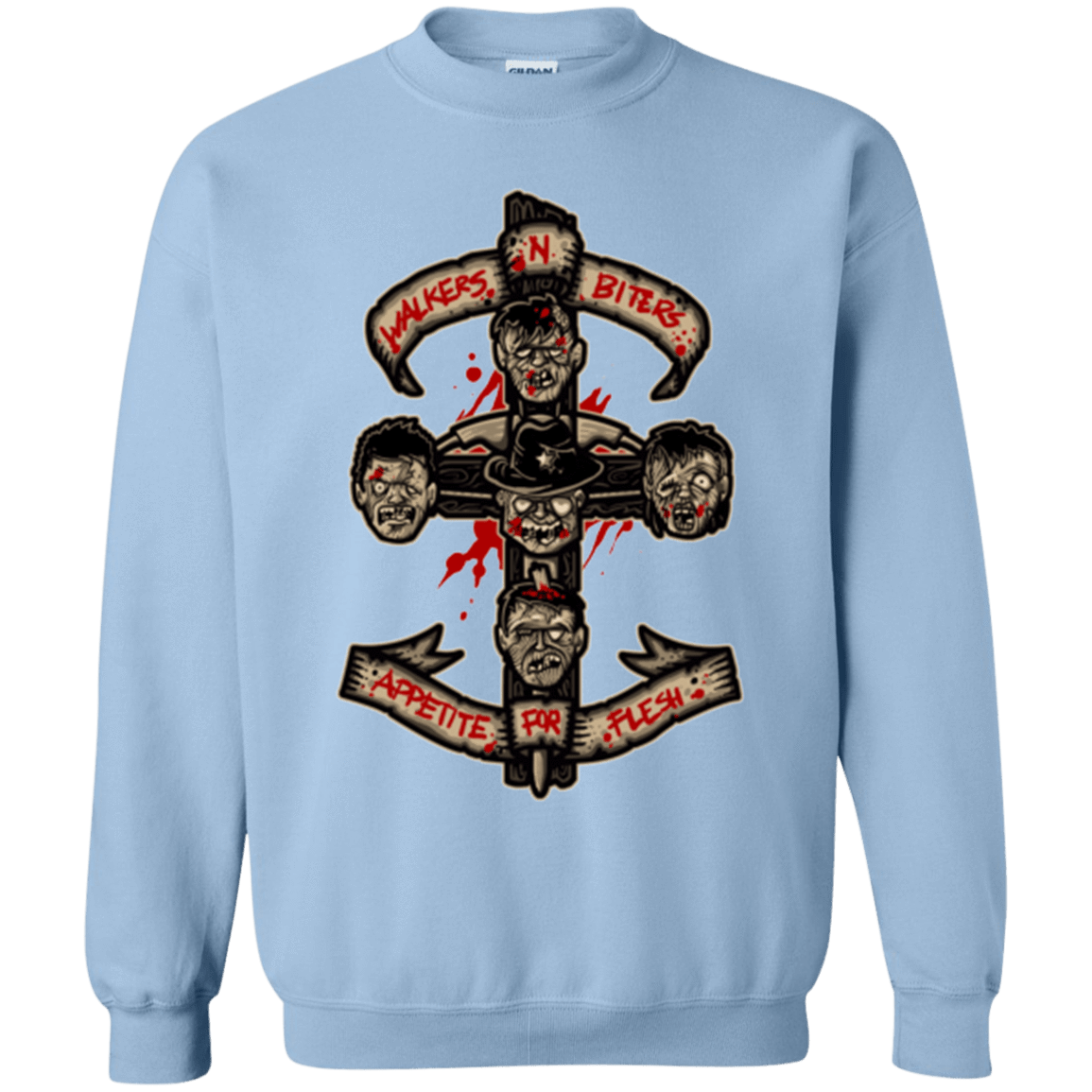 Sweatshirts Light Blue / Small APPETITE FOR FLESH Crewneck Sweatshirt