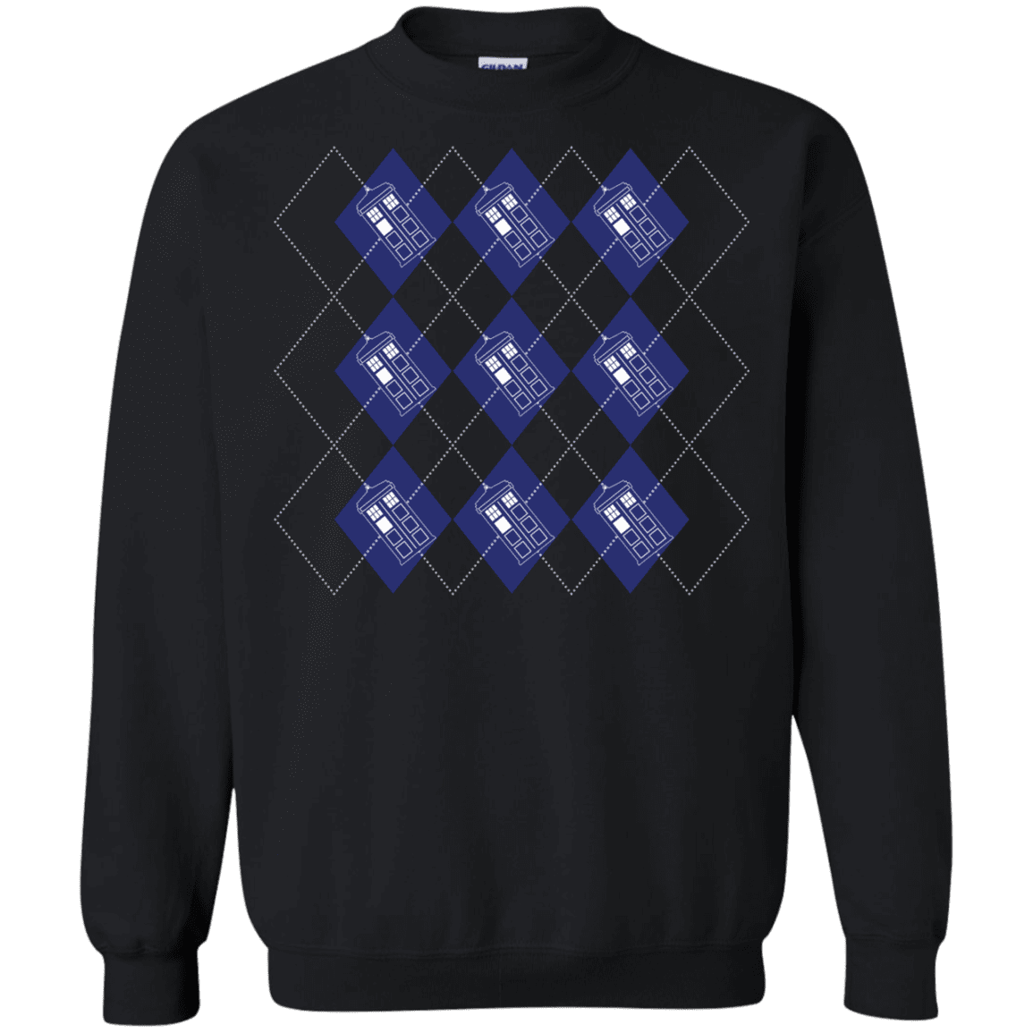 Sweatshirts Black / S Argyle Tardis Crewneck Sweatshirt