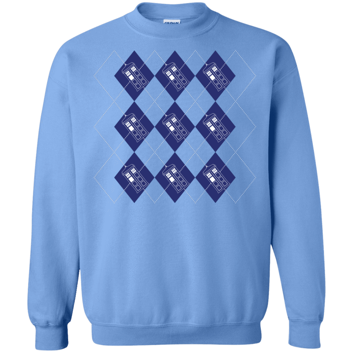 Sweatshirts Carolina Blue / S Argyle Tardis Crewneck Sweatshirt