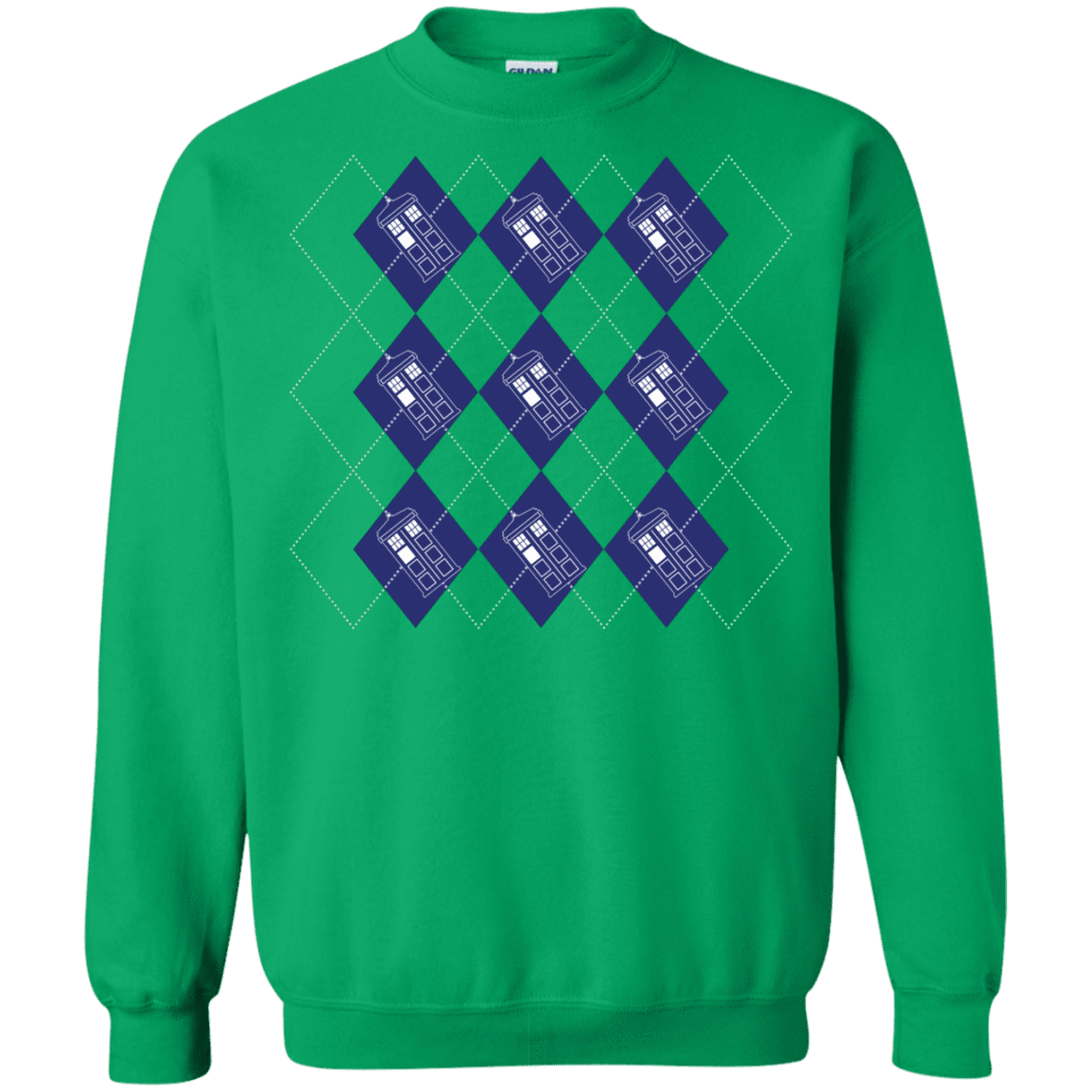 Sweatshirts Irish Green / S Argyle Tardis Crewneck Sweatshirt