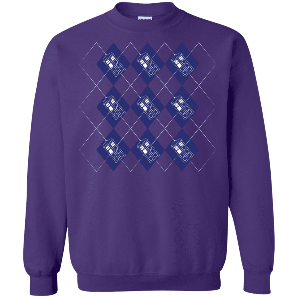 Sweatshirts Purple / S Argyle Tardis Crewneck Sweatshirt