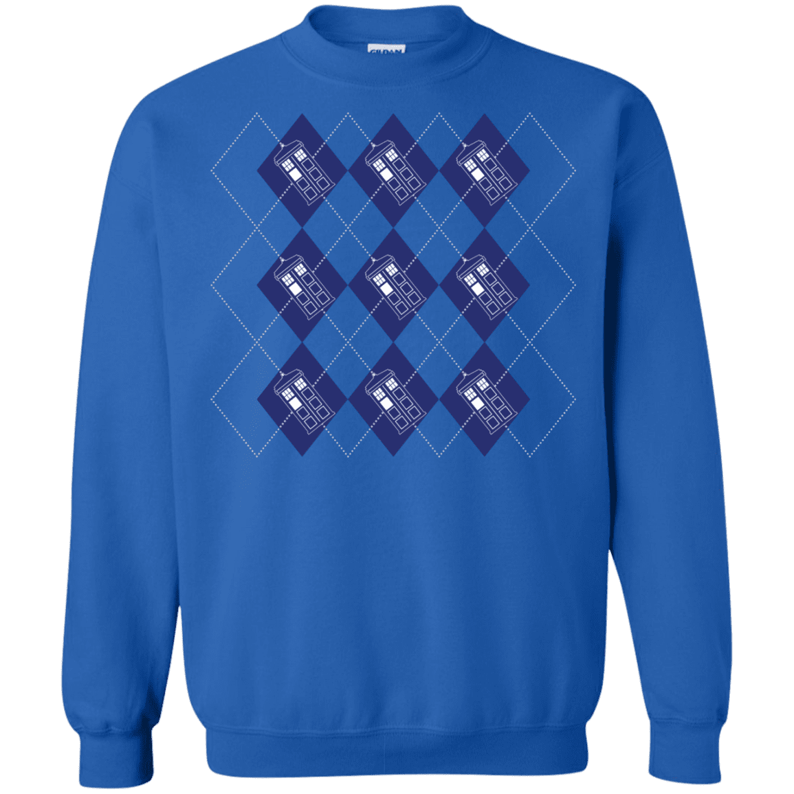 Sweatshirts Royal / S Argyle Tardis Crewneck Sweatshirt