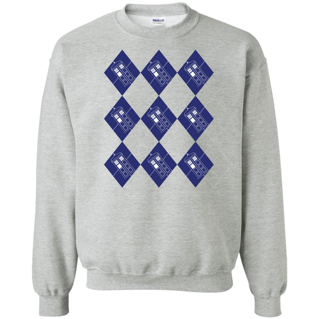 Sweatshirts Sport Grey / S Argyle Tardis Crewneck Sweatshirt