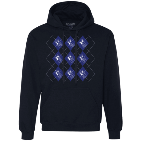 Sweatshirts Navy / S Argyle Tardis Premium Fleece Hoodie
