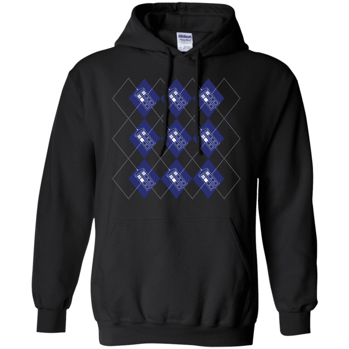 Sweatshirts Black / S Argyle Tardis Pullover Hoodie