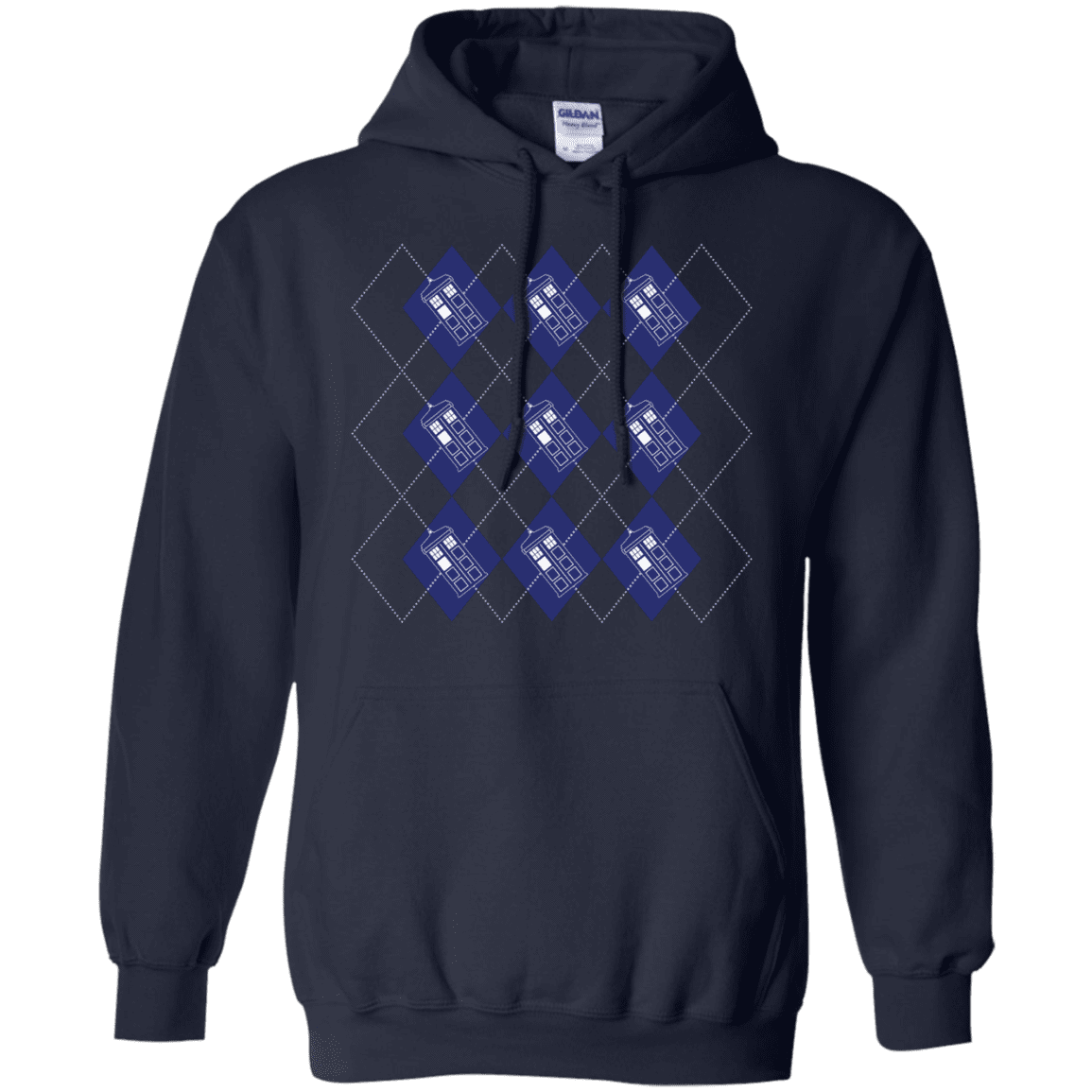 Sweatshirts Navy / S Argyle Tardis Pullover Hoodie