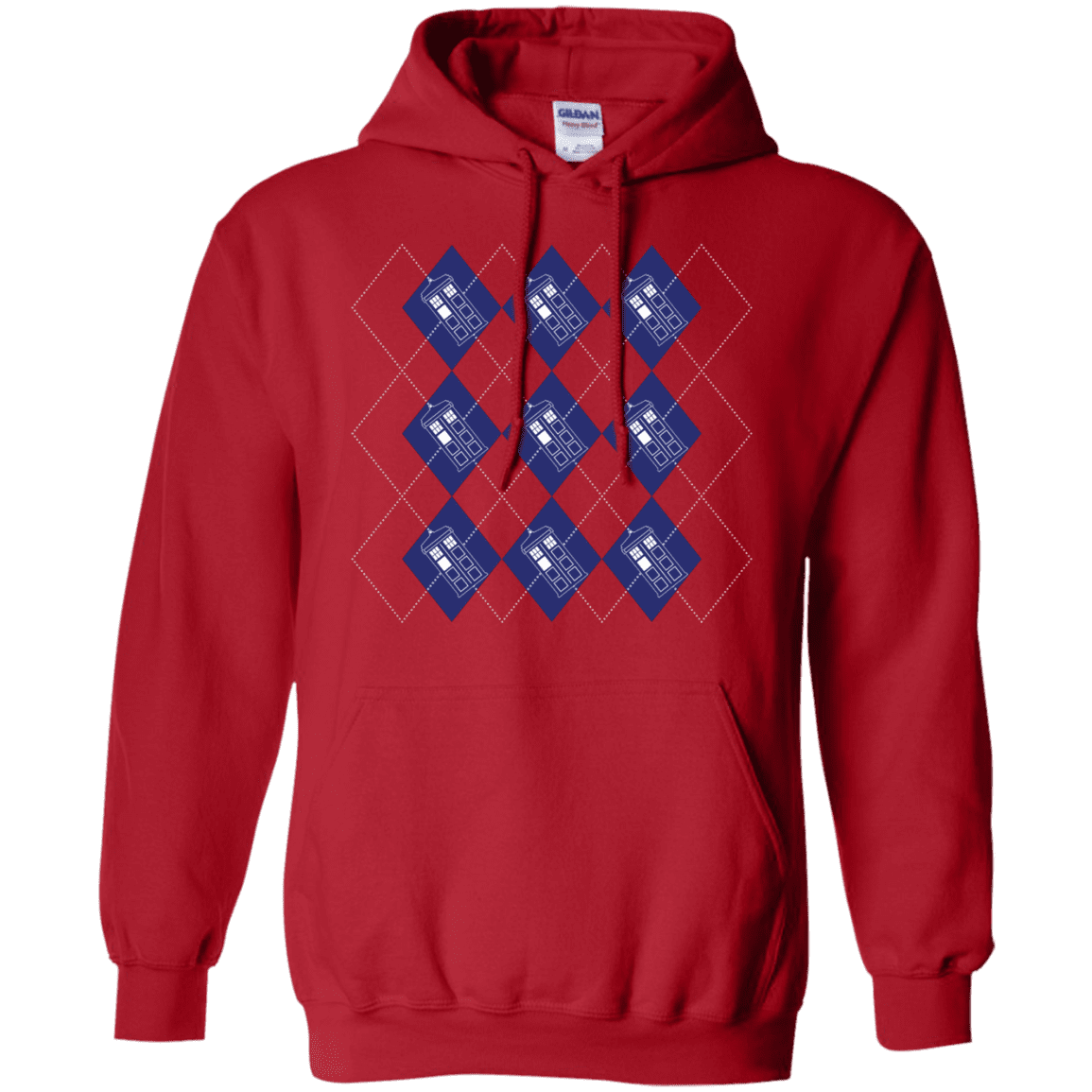 Sweatshirts Red / S Argyle Tardis Pullover Hoodie