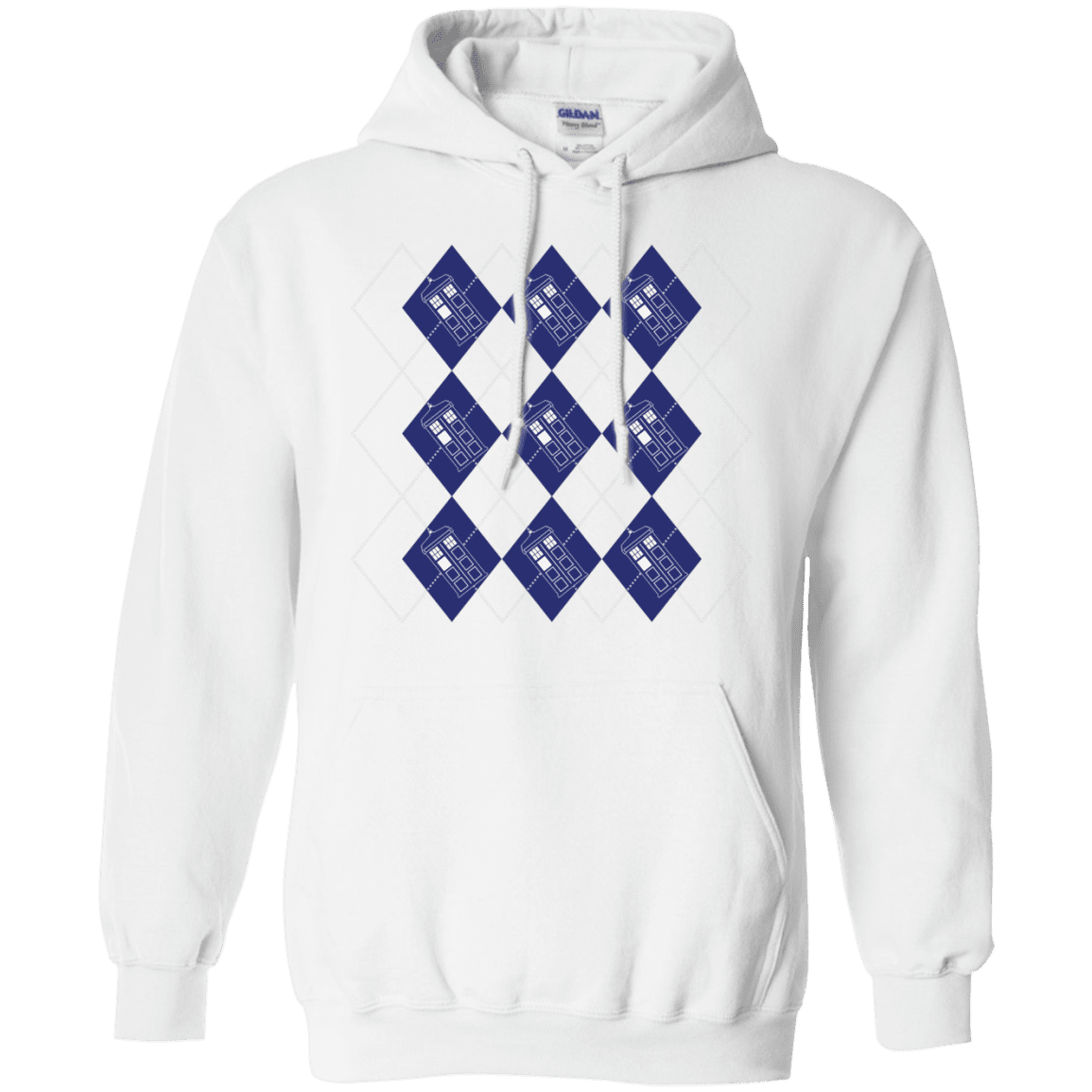 Sweatshirts White / S Argyle Tardis Pullover Hoodie