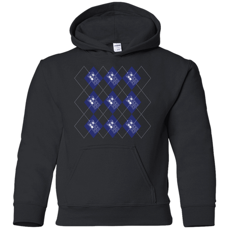 Sweatshirts Black / YS Argyle Tardis Youth Hoodie