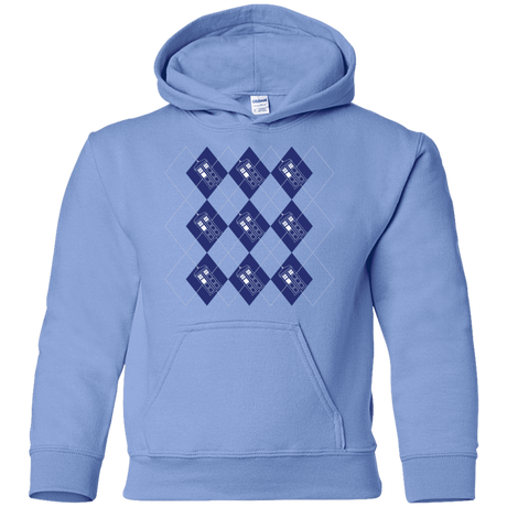 Sweatshirts Carolina Blue / YS Argyle Tardis Youth Hoodie