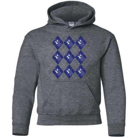 Sweatshirts Dark Heather / YS Argyle Tardis Youth Hoodie
