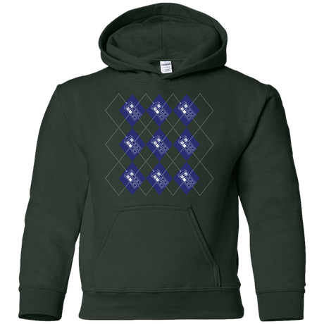 Sweatshirts Forest Green / YS Argyle Tardis Youth Hoodie