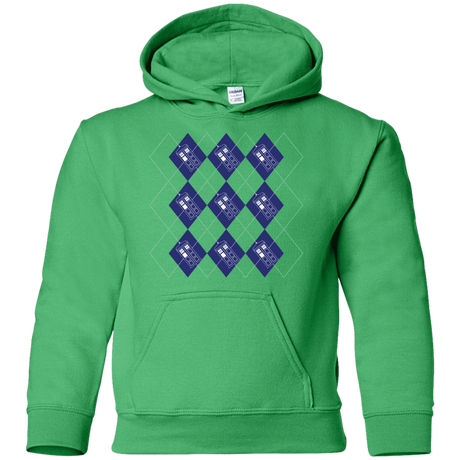 Sweatshirts Irish Green / YS Argyle Tardis Youth Hoodie