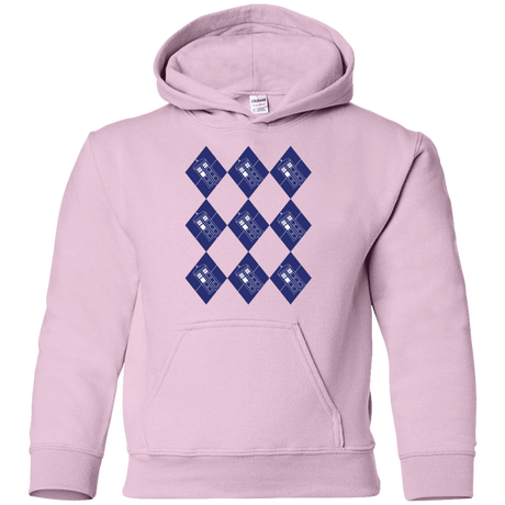 Sweatshirts Light Pink / YS Argyle Tardis Youth Hoodie