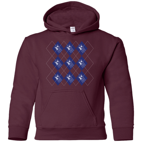 Sweatshirts Maroon / YS Argyle Tardis Youth Hoodie