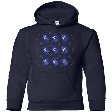 Sweatshirts Navy / YS Argyle Tardis Youth Hoodie