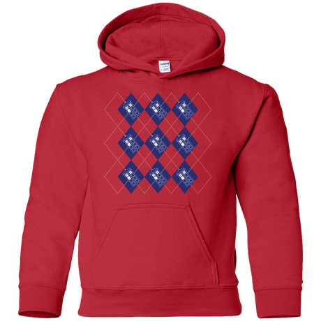 Sweatshirts Red / YS Argyle Tardis Youth Hoodie