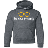 Sweatshirts Dark Heather / YS Be Nice To Nerds Youth Hoodie