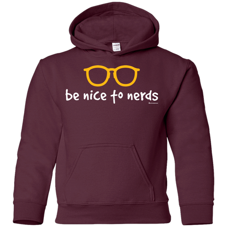 Sweatshirts Maroon / YS Be Nice To Nerds Youth Hoodie