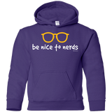 Sweatshirts Purple / YS Be Nice To Nerds Youth Hoodie