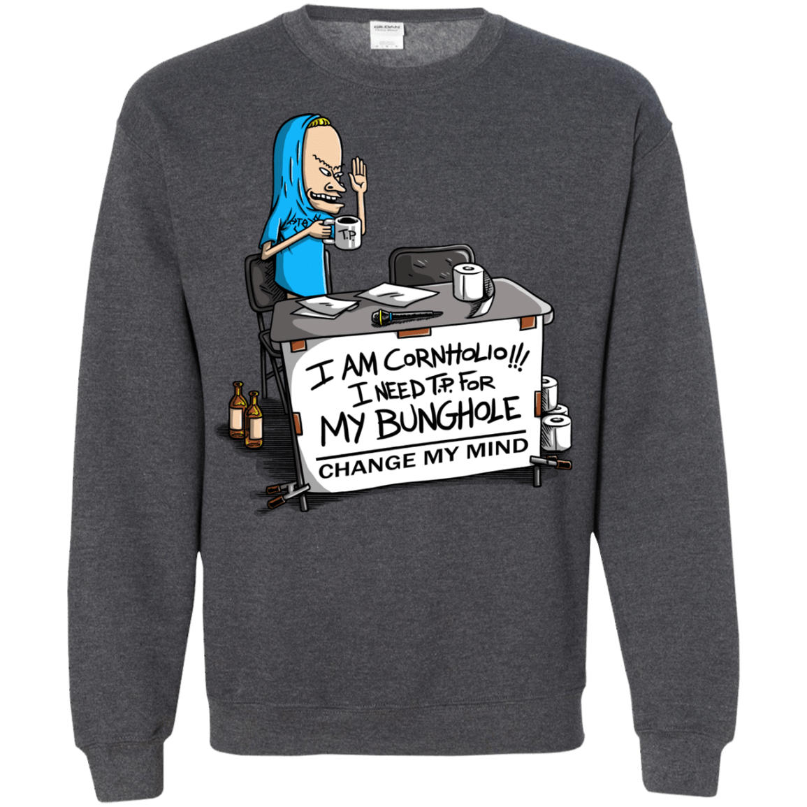 Sweatshirts Dark Heather / S Beavis Change My Mind Crewneck Sweatshirt