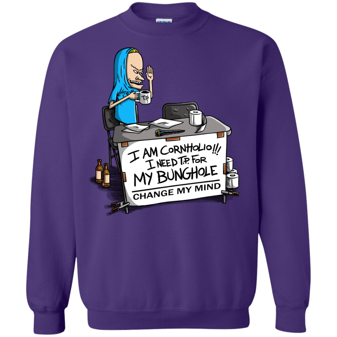 Sweatshirts Purple / S Beavis Change My Mind Crewneck Sweatshirt