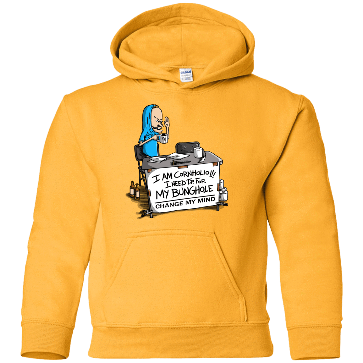 Sweatshirts Gold / YS Beavis Change My Mind Youth Hoodie