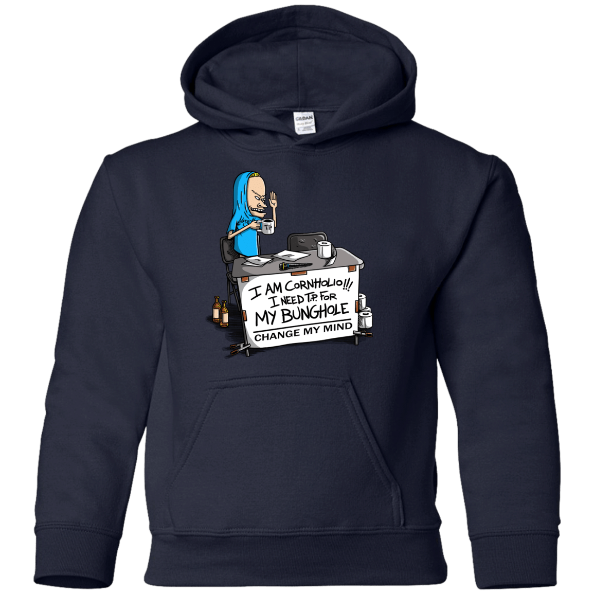 Sweatshirts Navy / YS Beavis Change My Mind Youth Hoodie