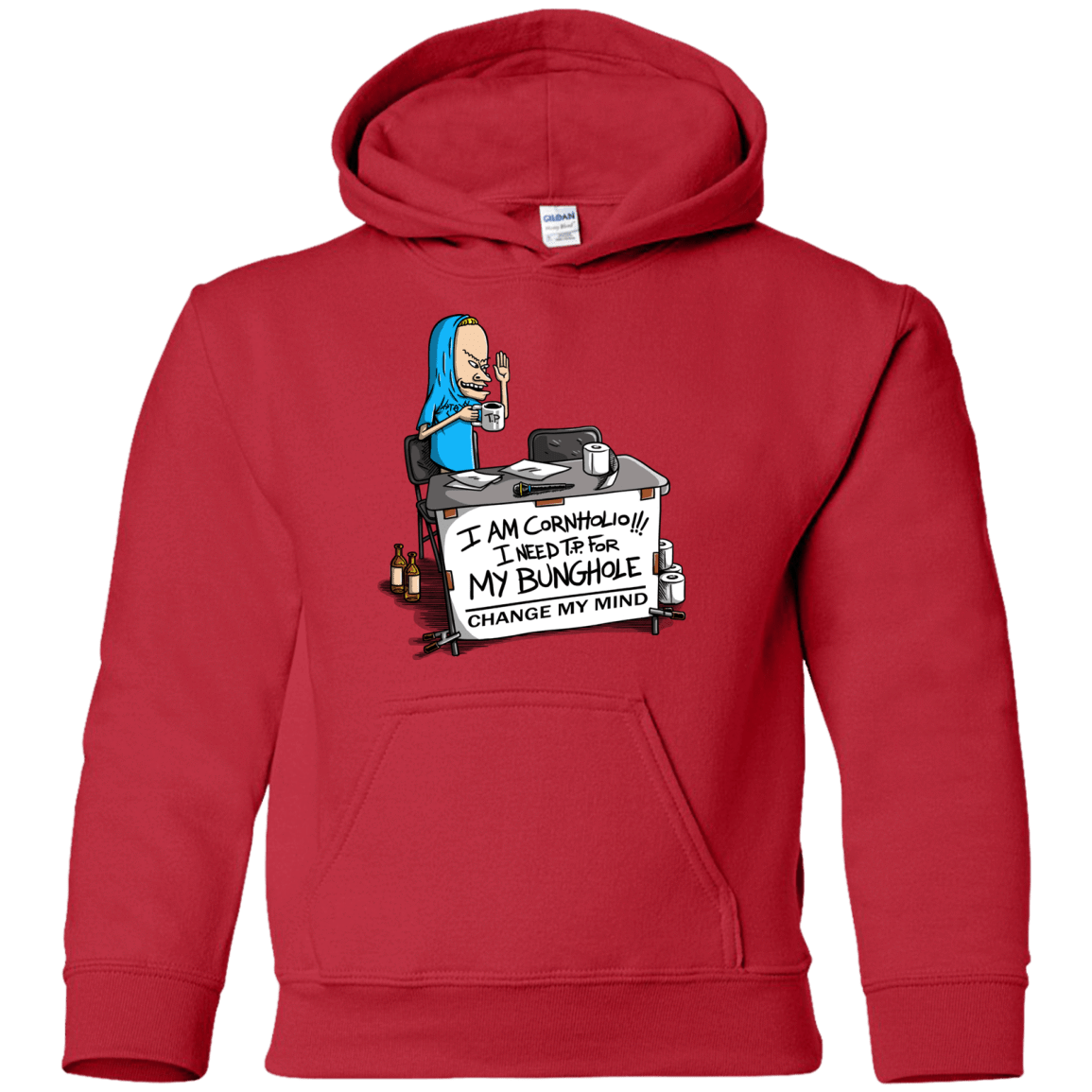 Sweatshirts Red / YS Beavis Change My Mind Youth Hoodie