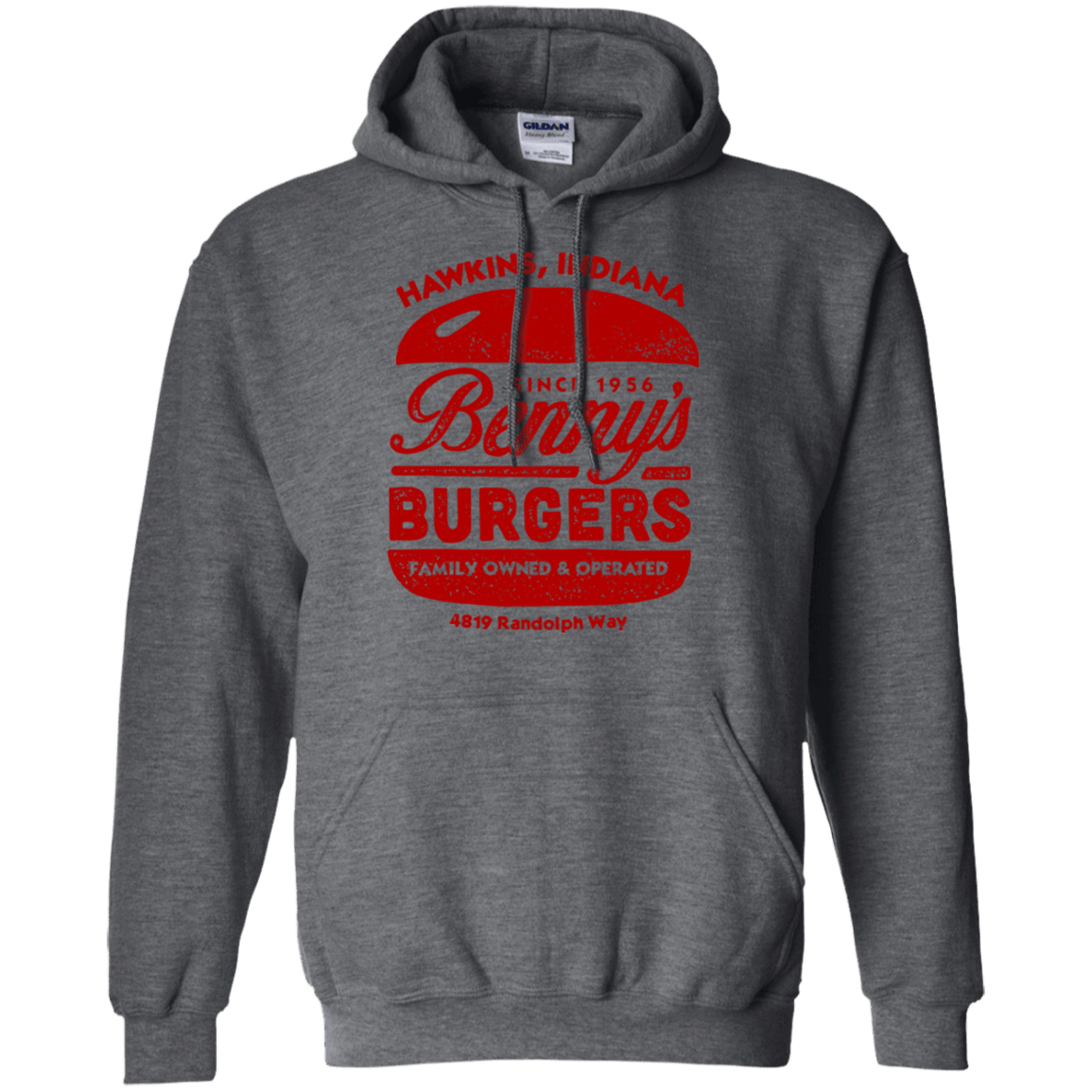 Sweatshirts Dark Heather / Small Benny's Burgers Pullover Hoodie