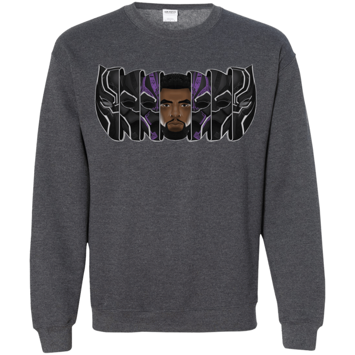 Sweatshirts Dark Heather / S Black Panther Mask Crewneck Sweatshirt