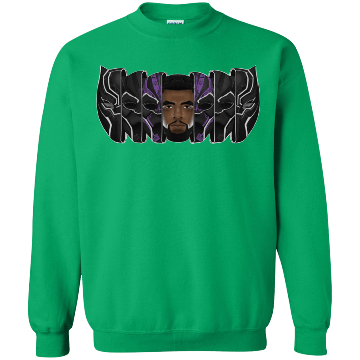 Sweatshirts Irish Green / S Black Panther Mask Crewneck Sweatshirt