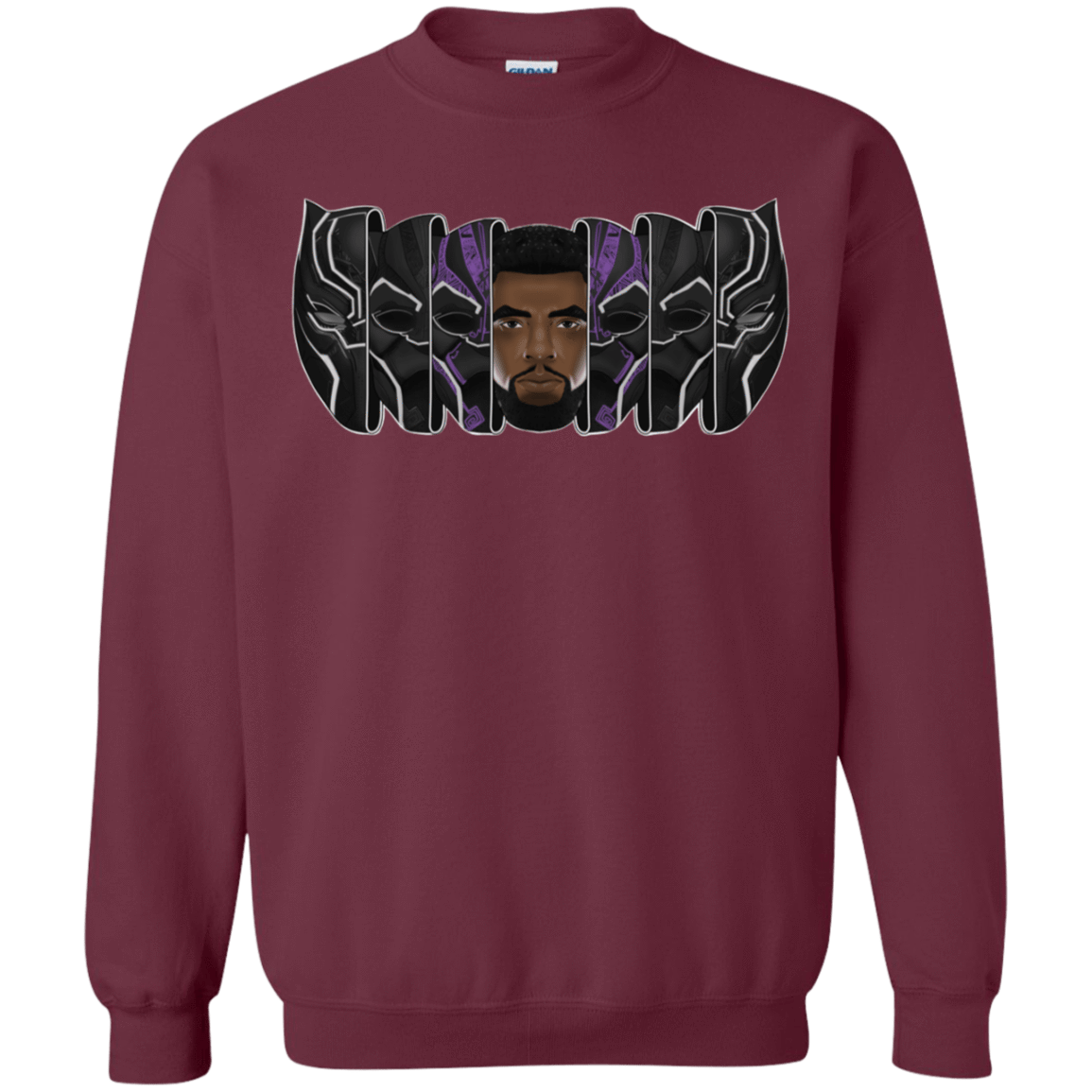 Sweatshirts Maroon / S Black Panther Mask Crewneck Sweatshirt