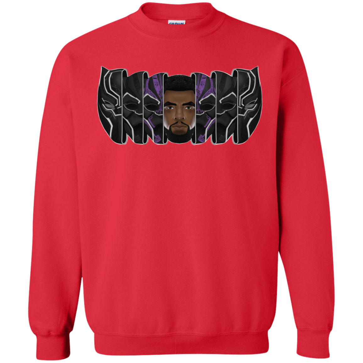 Sweatshirts Red / S Black Panther Mask Crewneck Sweatshirt